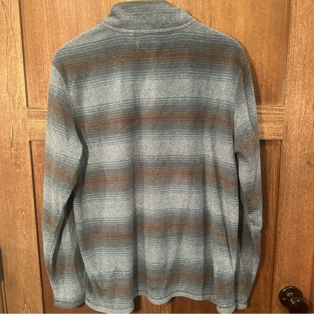 Men's Blue and Brown Striped Half-Zip Pullover - Picture 3 of 3